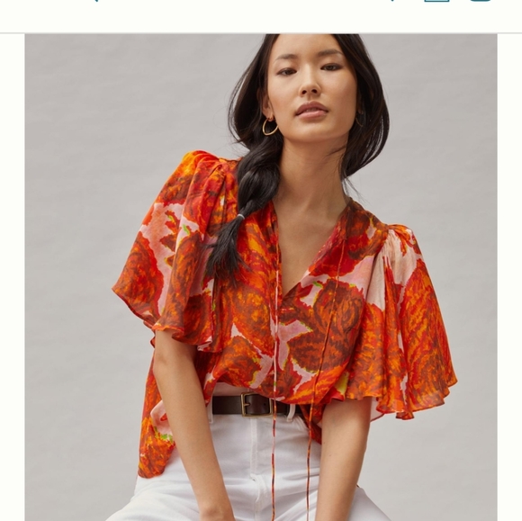 SOLD,- NWT - Anthropologie Tracy Reese Ruffled Floral Blouse - Picture 1 of 5